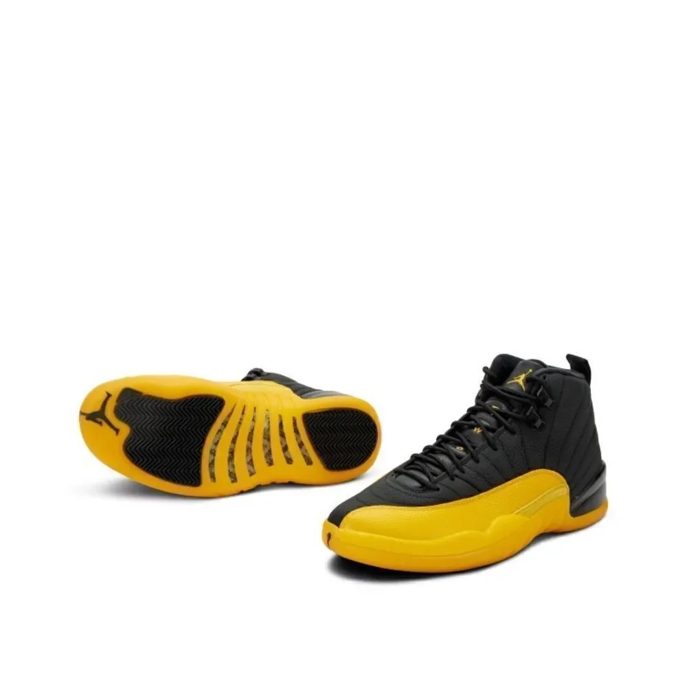 Air Jordan 12 Retro University Black Yellow Sneakers Size 12